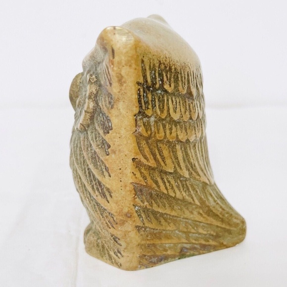 Vintage Cool Cast Brass Korean Brass Owl Sculpture Home Bird Decor Shelf Accent - Picture 5 of 6